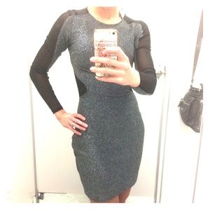 Black and Silver Bodycon Long sleeve dress
